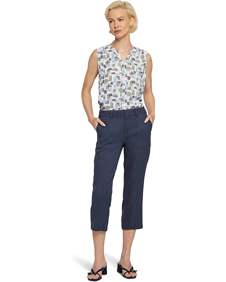 NYDJ Petite Petite Utility Pants in Stretch Linen in Oxford Navy 1 NYDJ Petite Petite Utility Pants in Stretch Linen in Oxford Navy