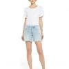 NYDJ High-Rise A-Line Shorts Fray Hem in Dunes