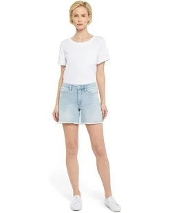 NYDJ High-Rise A-Line Shorts Fray Hem in Dunes
