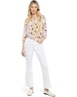 NYDJ Ava Daring Ankle Flare Fray Hems in Optic White | Jeans