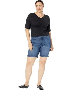 NYDJ Plus Size Plus Size Ella Shorts with Sideseam Slits in Bluewell -Cheap NYDJ Store 61Em rp17wL. AC SR736920