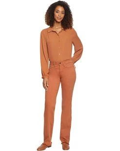 NYDJ Mid-Rise Relaxed Straight Jeans in Walnut Reactive