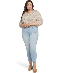 NYDJ Plus Size Plus Size Alina Leggings Ankle Raw Hem in Dunes | Jeans