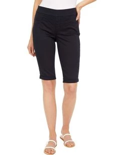NYDJ Pull-On 12.5" Denim Bermuda Shorts in Black
