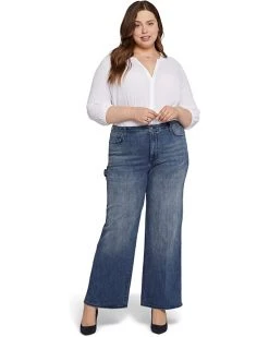 NYDJ Plus Size Plus Size High-Rise Teresa Wide Leg Utility in Caliente | Jeans