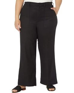 NYDJ Plus Size Plus Size High-Waisted Wide Leg Ankle Stretch Linen Twill Pants