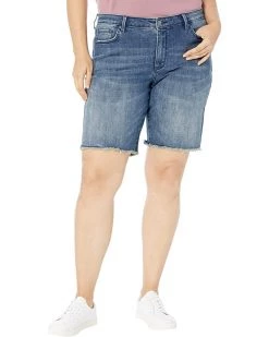 NYDJ Plus Size Plus Size Boyfriend Shorts Frayed Hems in Caliente